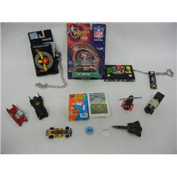 2 Marvel Superheroes Wallets, 6 Toy Cars, and SF 49ers Hot Wheels Car