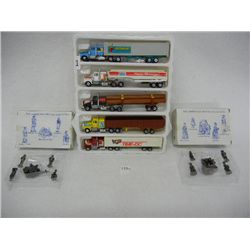 5 Toy Semi Trucks w/ Trailers and 2 Americana Pewter Collection Figurine Sets