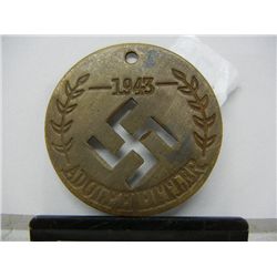 1943 Adolph Hitler-Swastika Medallion