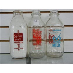 3 Milk Bottles: Sidney Dairy, Salt Lake City, UT, and Erie, PA