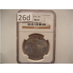 1922 Peace Dollar, Graded by NGC MS-63