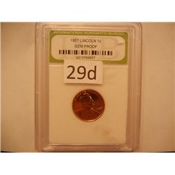 1957 Lincoln Wheat Cent, Gem Proof, Graded by INB