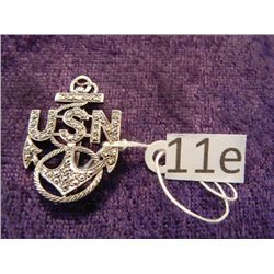 Sterling and CZ United States Navy Brooch