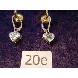 Sterling Earrings w/ Aquamarine Hearts