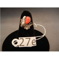 Sterling and Red Coral Ring