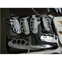 6 Brass Knuckle-Grip Folding Knives
