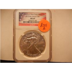 2012 (W) American Silver Eagle Struck at West Point MS69 Graded by NGC