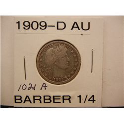 1909-D Barber Quarter AU