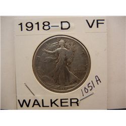 1918-D Walking Liberty Half Dollar VF