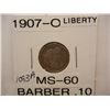 Image 1 : 1907-O Barber Dime MS 60