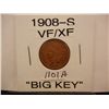 Image 1 : 1908-S Indian Head Cent Big Key Date, VF/XF
