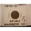 Image 1 : 1910-D Barber Dime XF/AU