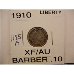 1910 Barber Dime XF AU