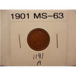 1901 Indian Head Cent MS 63
