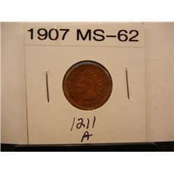 1907 Indian Head Cent MS 62