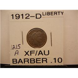 1912-D Barber Dime XF AU