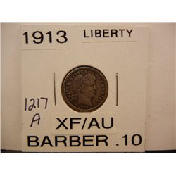 1913 Barber Dime XF AU