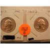 Image 2 : 2-Silver Washington Quarters, 1954 Unc. & 1957-D Unc.