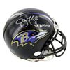 Image 1 : Joe Flacco Signed & SB MVP Inscribed Baltimore Ravens Mini NFL Helmet Autograph