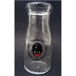 BLACK AMERICANA SAMBO'S ADVERTISING MILK BOTTLE