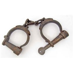 CAST IRON FOLSOM PRISON HANDCUFFS W/ TAG & KEY