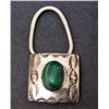Image 1 : SILVER WATCH FOB / BOLO TIE CLIP WITH MALACHITE STONE