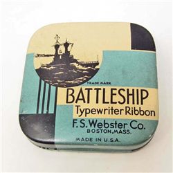 BATTLESHIP TYPE WRITER RIBBON ADVERTISING TIN