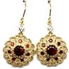 Image 1 : PAIR OF 14K GOLD OVER STERLING SILVER RED GARNET& DIAMOND EARRINGS