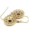 Image 2 : PAIR OF 14K GOLD OVER STERLING SILVER RED GARNET& DIAMOND EARRINGS