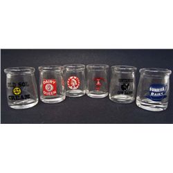 LOT OF 6 SMALL ADVERTISING MILK BOTTLES