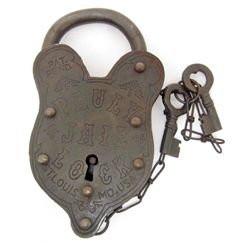 HUGE CAST IRON PAULY JAIL HOUSE PADLOCK W/ KEYS