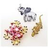 Image 2 : LOT OF 3 AUSTRIAN CRYSTAL BROOCHES