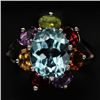 Image 1 : STERLING SILVER FANCY COLOR AMETHYST & TOPAZ RING SIZE 7.5