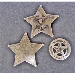 LOT OF 3 OLD WEST STYLE LAW BADGES