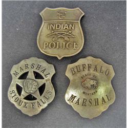 LOT OF 3 OLD WEST STYLE LAW BADGES