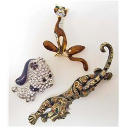LOT OF 3 AUSTRIAN CRYSTAL BROOCHES