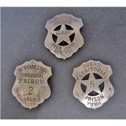 LOT OF 3 OLD WEST STYLE LAW BADGES