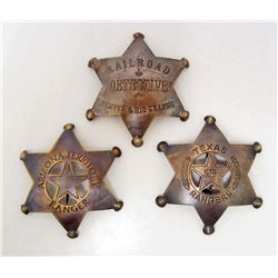 LOT OF 3  OLD WEST STYLE  STAR LAW BADGES