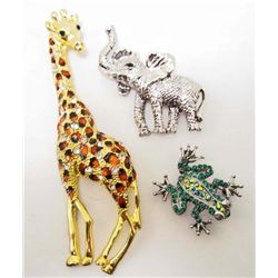 LOT OF 3 AUSTRIAN CRYSTAL BROOCHES