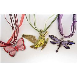 LOT OF 3 CRYSTAL & ENAMEL NECKLACES