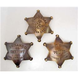 LOT OF 3 OLD WEST STYLE STAR LAW BADGES