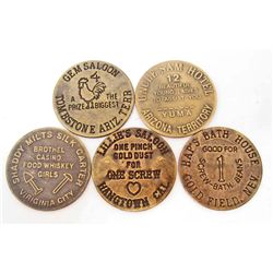 LOT OF 5 CAT HOUSE BROTHEL TOKENS