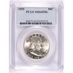1955 FRANKLIN HALF DOLLAR, PCGS MS-64 FBL