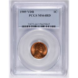 1909-VDB LINCOLN CENT, PCGS MS-64  RED!