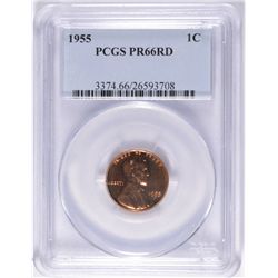 1955 LINCOLN CENT PCGS PR-66 RED