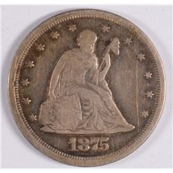 1875-S 20c CENT PIECE, F/VF NICE!