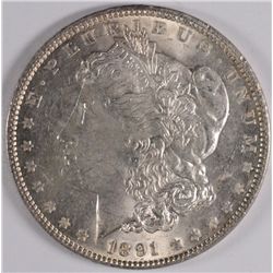 1891 MORGAN SILVER DOLLAR, MS-63++ BLAST WHITE!