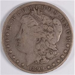1899 MORGAN SILVER DOLLAR, FINE SCARCE DATE