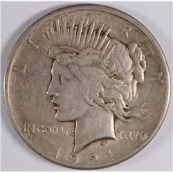 1921 PEACE SILVER DOLLAR, XF/AU  SEMI KEY!