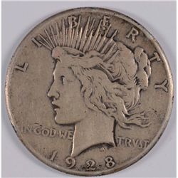 1928 PEACE DOLLAR VF, NICE ORIGINAL COIN